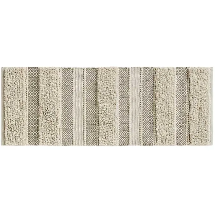 New Kirklands Home Neutral Tufted Stripes Woven Bath Runner Brown