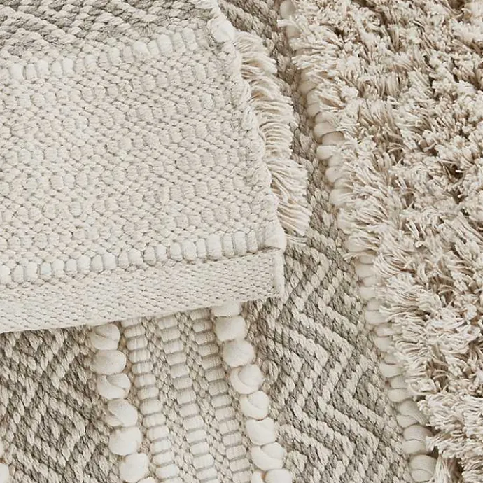 New Kirklands Home Neutral Tufted Stripes Woven Bath Runner Brown