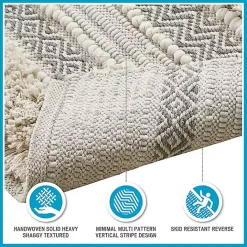 New Kirklands Home Neutral Tufted Stripes Woven Bath Runner Brown