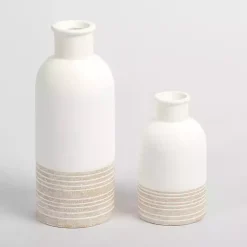 Discount Kirklands Home Neutral Two-Toned Ceramic Vase, 7 in.