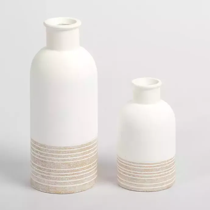 Discount Kirklands Home Neutral Two-Toned Ceramic Vase, 7 in.
