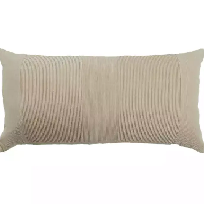 Hot Kirklands Home Neutral Velvet Corduroy Lumbar Pillow Tan