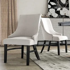 Hot Kirklands Home Neutral Wingback Dining Chairs, Set of 2 Ivory