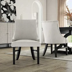 Hot Kirklands Home Neutral Wingback Dining Chairs, Set of 2 Ivory