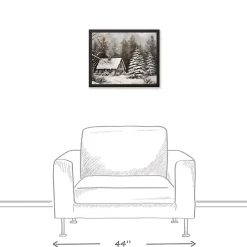 Sale Kirklands Home Neutral Winter Log Cabin Framed Canvas Art Print