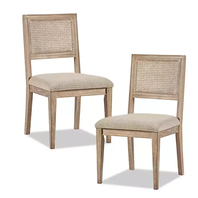Sale Kirklands Home Neutral Woven Back Dining Chairs, Set of 2 Tan