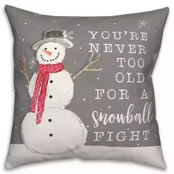 Clearance Kirklands Home Never Too Old for Snowball Christmas Pillow Gray