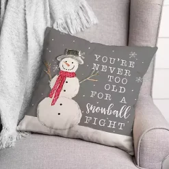 Clearance Kirklands Home Never Too Old for Snowball Christmas Pillow Gray