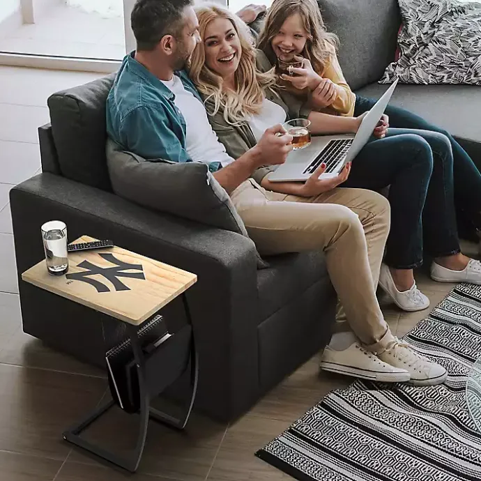 New Kirklands Home New York Yankees Wood C-Table Tan