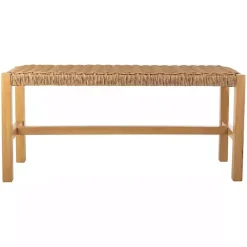 Sale Kirklands Home Newport Natural Wood and Rattan Bench Brown