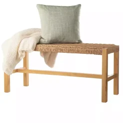 Sale Kirklands Home Newport Natural Wood and Rattan Bench Brown