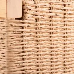 Sale Kirklands Home Newport Natural Wood and Rattan Bench Brown