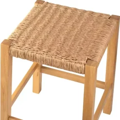 Best Kirklands Home Newport Natural Wood and Rattan Counter Stool Brown