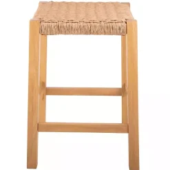 Best Kirklands Home Newport Natural Wood and Rattan Counter Stool Brown