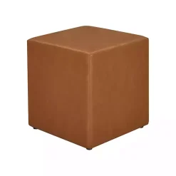 Sale Kirklands Home Newton Carmel Faux Leather Square Ottoman Brown