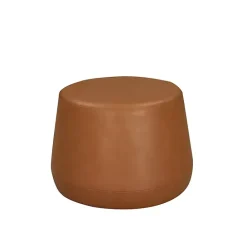 New Kirklands Home Newton Carmel Faux Leather Thimble Ottoman Brown