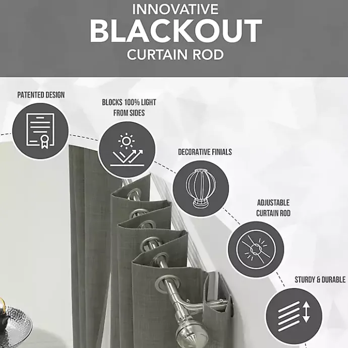 Best Kirklands Home Nickel Blackout Extendable Curtain Rod, 144 in.