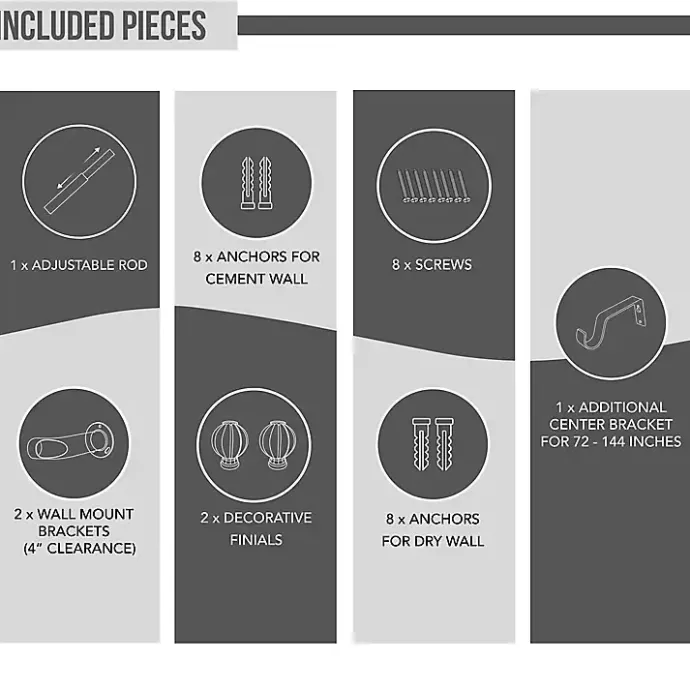 Best Kirklands Home Nickel Blackout Extendable Curtain Rod, 144 in.