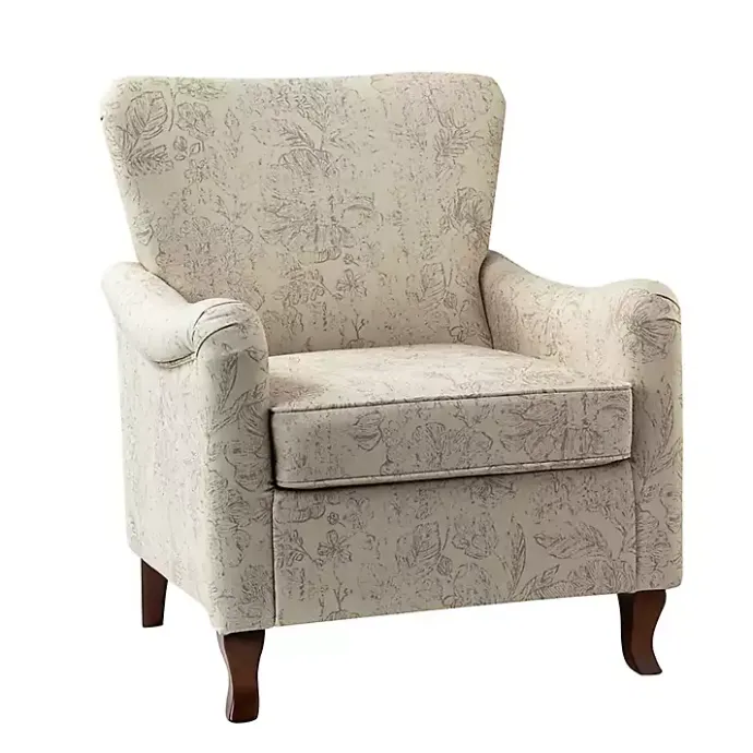 New Kirklands Home Nicola Beige Linen Upholstered Armchair Tan