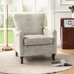New Kirklands Home Nicola Beige Linen Upholstered Armchair Tan