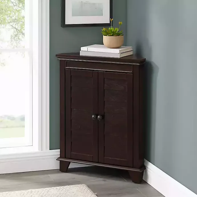Discount Kirklands Home Nikki Dark Wooden Corner Cabinet Brown