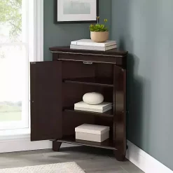 Discount Kirklands Home Nikki Dark Wooden Corner Cabinet Brown