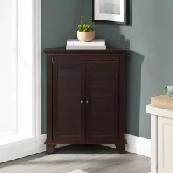 Discount Kirklands Home Nikki Dark Wooden Corner Cabinet Brown