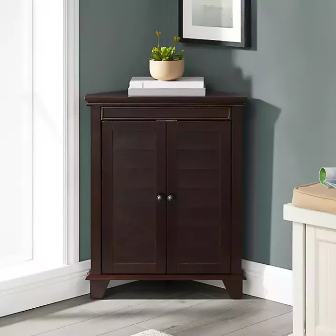 Discount Kirklands Home Nikki Dark Wooden Corner Cabinet Brown