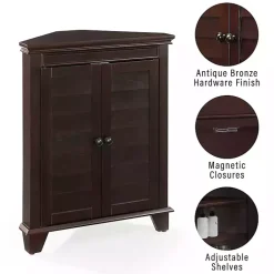 Discount Kirklands Home Nikki Dark Wooden Corner Cabinet Brown