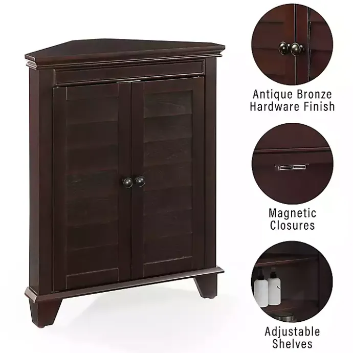 Discount Kirklands Home Nikki Dark Wooden Corner Cabinet Brown