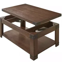 Hot Kirklands Home Nolan Lift Top Wood and Metal Accents Coffee Table