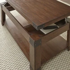 Hot Kirklands Home Nolan Lift Top Wood and Metal Accents Coffee Table