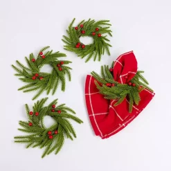 Clearance Kirklands Home Norfolk Pine and Berry Napkin Rings, Set of 4