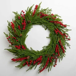 Hot Kirklands Home Norfolk Pine Red Berry Christmas Wreath