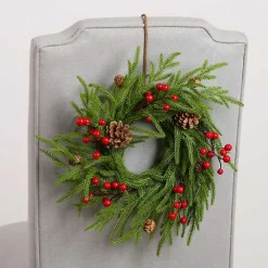Clearance Kirklands Home Norfolk Pine Red Berry Mini Christmas Wreath