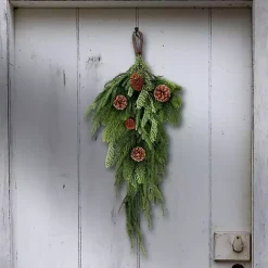 New Kirklands Home Norfolk Spruce and Juniper Teardrop Swag Green