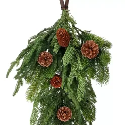 New Kirklands Home Norfolk Spruce and Juniper Teardrop Swag Green