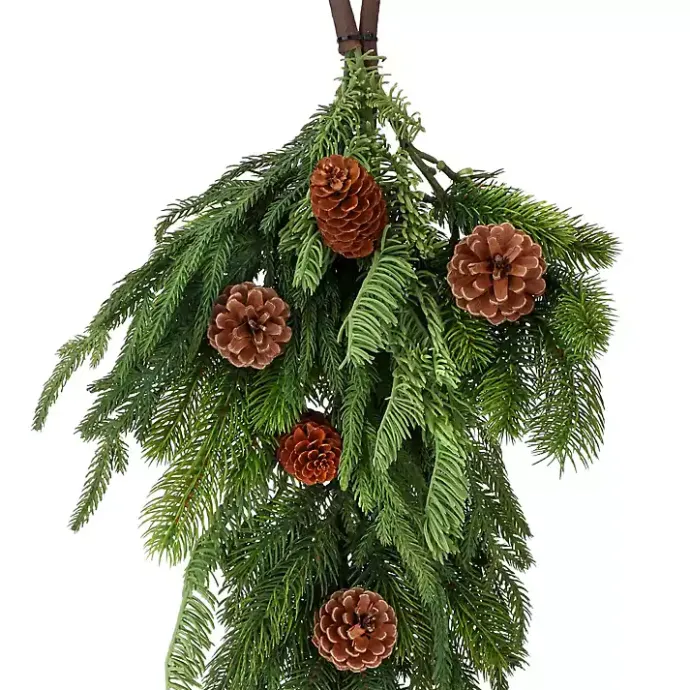 New Kirklands Home Norfolk Spruce and Juniper Teardrop Swag Green