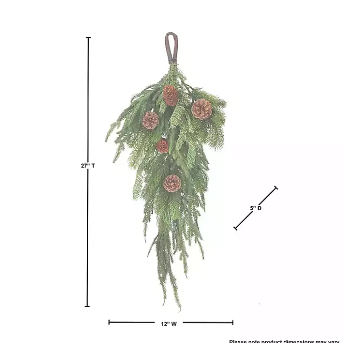 New Kirklands Home Norfolk Spruce and Juniper Teardrop Swag Green