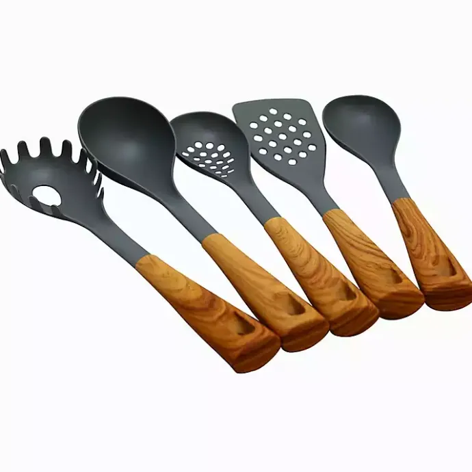 Sale Kirklands Home Nylon Wood Inspired 5-pc. Kitchen Tool Set Gray