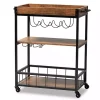 Sale Kirklands Home Oak and Black Metal Bar Cart with Bottle Rack