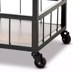 Sale Kirklands Home Oak and Black Metal Bar Cart with Bottle Rack