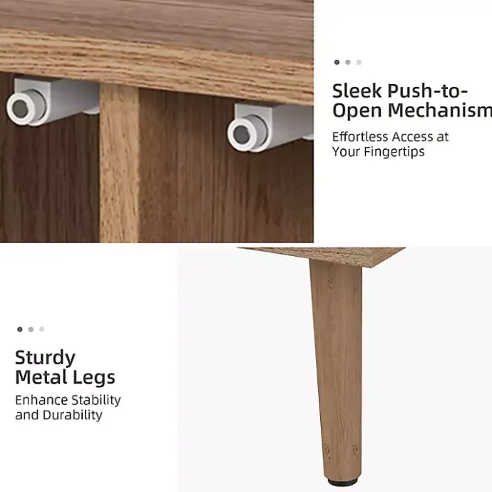 Hot Kirklands Home Oak and Natural Rattan 4-Door Sideboard Brown