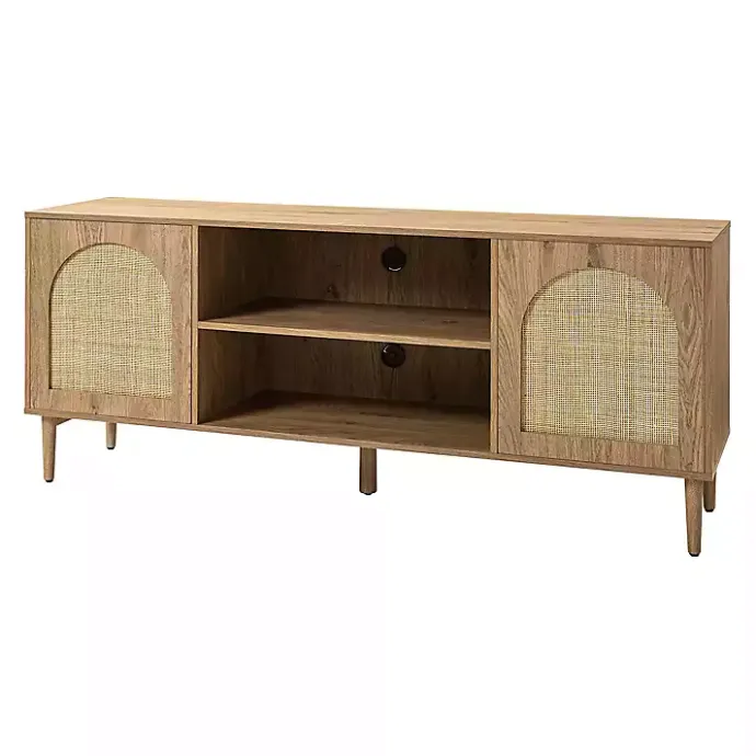 Discount Kirklands Home Oak and Natural Rat Media Cabinet Tan