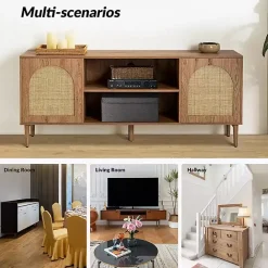 Discount Kirklands Home Oak and Natural Rat Media Cabinet Tan