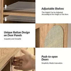 Discount Kirklands Home Oak and Natural Rat Media Cabinet Tan