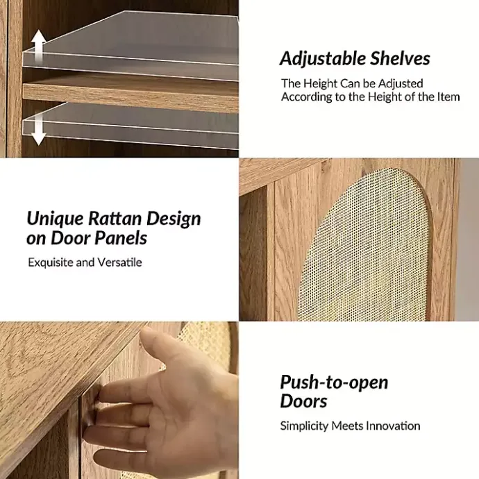 Discount Kirklands Home Oak and Natural Rat Media Cabinet Tan