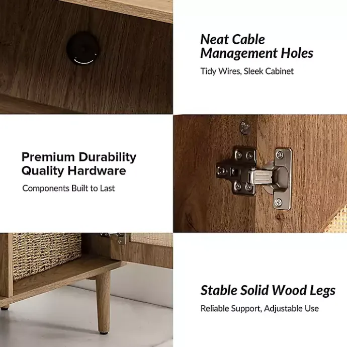 Discount Kirklands Home Oak and Natural Rat Media Cabinet Tan