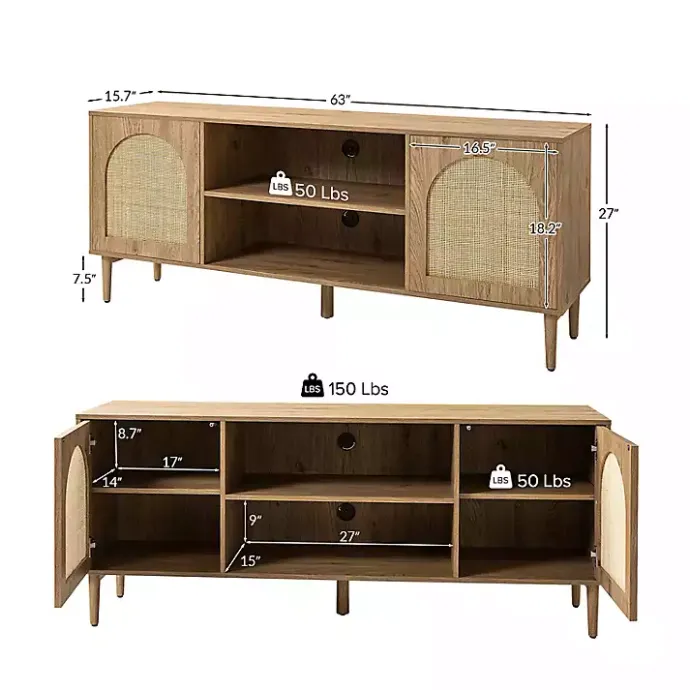 Discount Kirklands Home Oak and Natural Rat Media Cabinet Tan