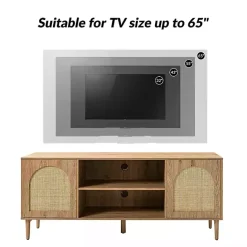 Discount Kirklands Home Oak and Natural Rat Media Cabinet Tan